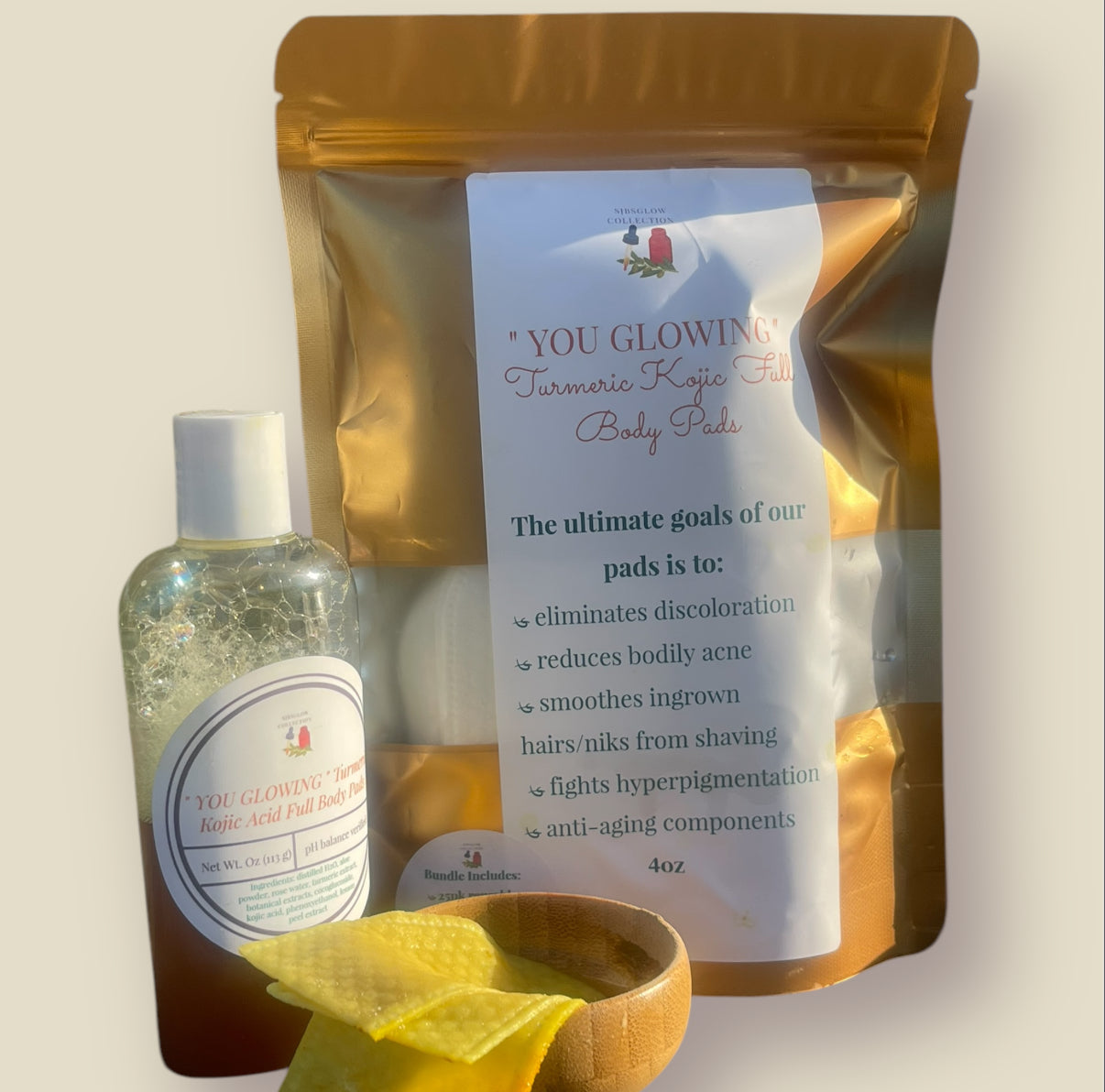 “ YOU GLOWING “ Turmeric Kojic Full Body Pads (25ct)